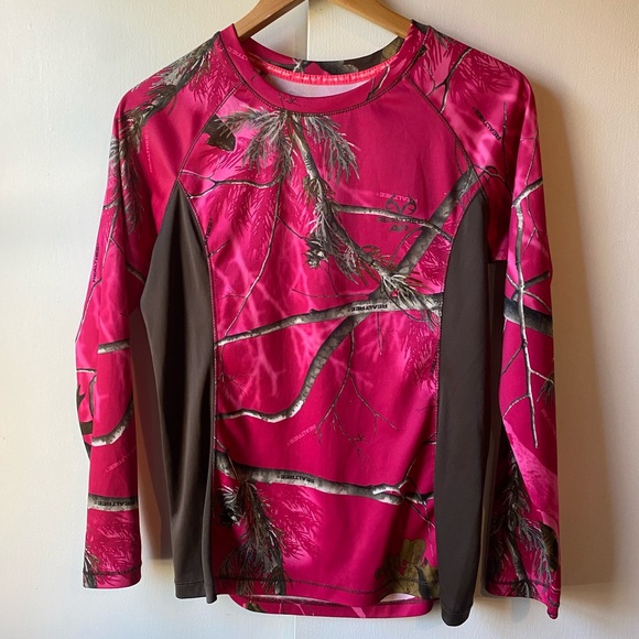 Pink Realtree Camo Brown Long Sleeve Dri More Tech Layer - Picture 1 of 7